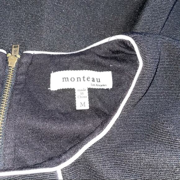 Monteau Black & White Sleeveless Peplum Blouse - Picture 2 of 2